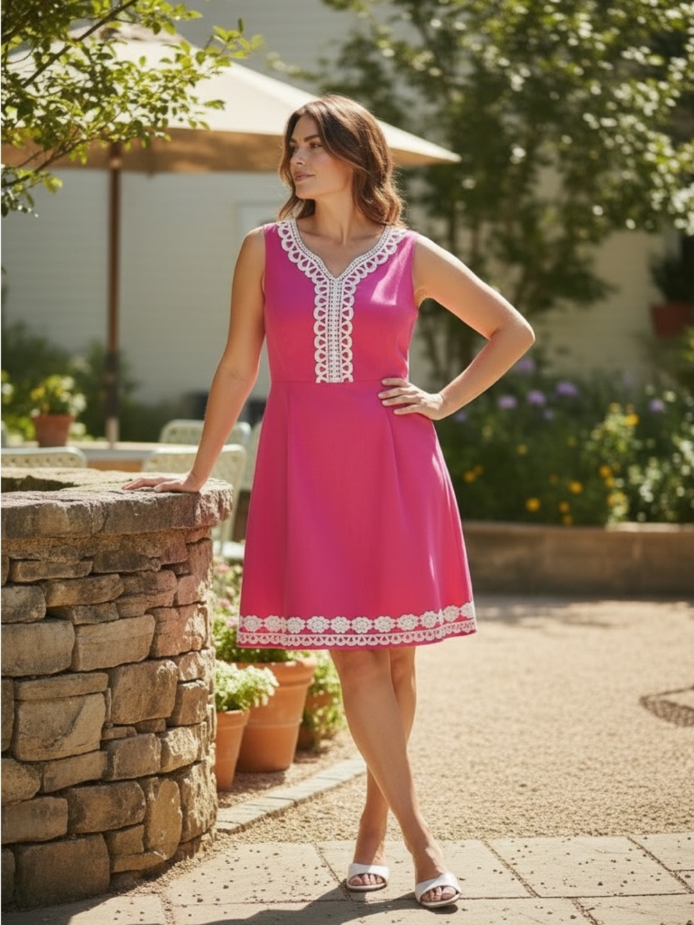 Pappagallo Vibrant Pink Sleeveless Dress
